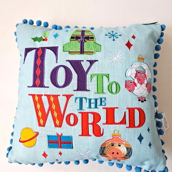 Disney Pixar Pillow Toy to the World Holiday Buzz WallE Dug Sulley 18" Sq NEW - Picture 9 of 10